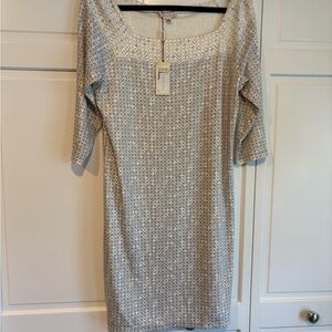 Chic Long Sleeve Gray Patterned Dress